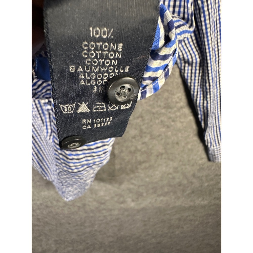Zegna Sport Blue Gingham Checkered Button Down Long Sleeve Shirt XXL - Picture 8 of 9
